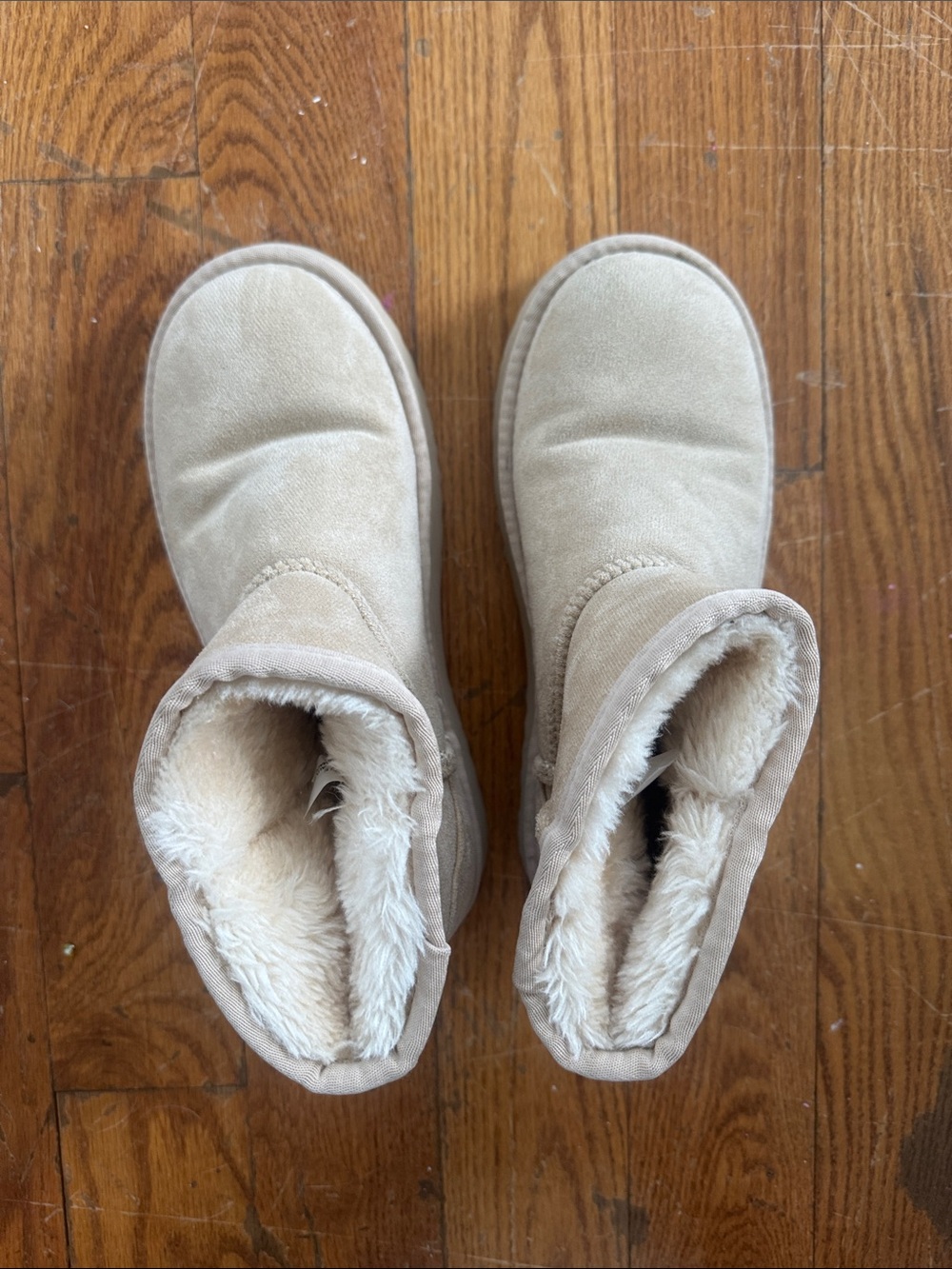 Altar'd State Cream Faux Fur Lined Ankle Boots